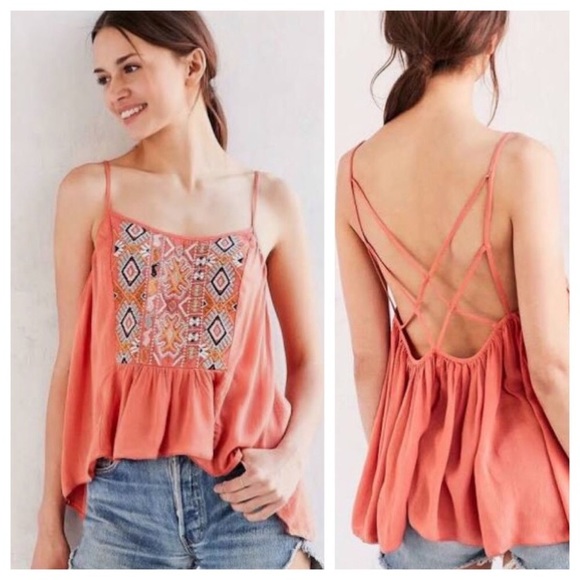 Urban Outfitters Tops - 🛍 UO ecotè Boho Caged Flowy Embroidered Tank